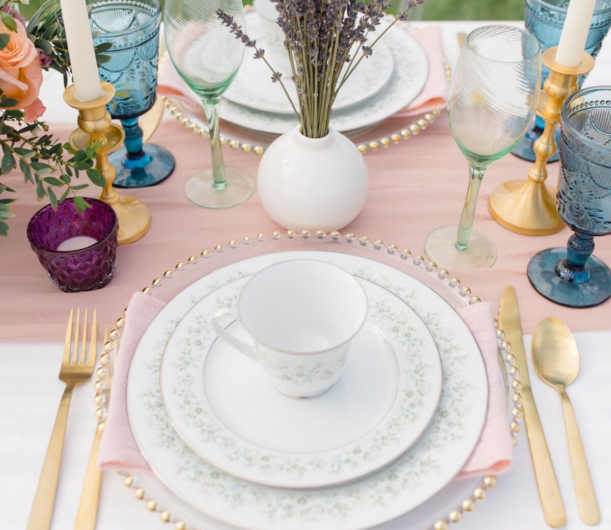 whimsical wedding table for a garden party